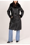 Manteau Long Avec Fourrure Noir Femme