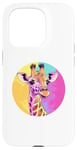 Coque pour iPhone 15 Pro Girafe colorée pour les amoureux des animaux Pop Art