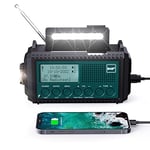 Radio à Manivelle Dab+/Dab/FM avec Batterie Rechargeable 5000mAh, Radio d'urgence avec Lampe de Poche, Radio de Camping Portable avec Fonction de Charge USB, Dynamo Radio SOS Alarme,pour la Randonnée