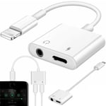 Lightning Aux-adapter 2-i-1 3,5 mm för iPhone-hörlurar Hörlursuttag Ljudladdningskompatibel iPhone13 Pro Max 12 11 XS XR X 7 7P 8 8P Laddning Retoo