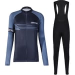 Ebriche hommes cyclisme maillot ensemble hiver chaud à manches longues vtt veste avec bavoir rembourré pantalon collants vélo équitation vêtements