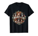 Cute Border Collie Dogs Christmas Wreath Holiday Puppy Dog T-Shirt