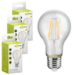 goobay 74098 Ampoule LED filament 4W / forme de bougie/ampoule lumière blanche chaude 2700K /lampe à faible dégagement de chaleur/non dimmable / 4kWh/1000h cristal clair / 3 pièces