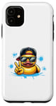 Coque pour iPhone 11 Canard en caoutchouc jaune rétro cool dans 70s 80s Funny Duck Cruise