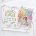 10 Personalised Photo Thank You Cards Rainbow Birthday Thank You Notes Children