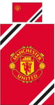 MANCHESTER UNITED CORE STRIPE FC FOOTBALL CLUB SINGLE DUVET COVER BEDDING SET