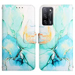 COTDINFOR Compatible with Oppo A57 5G Coque Marble De l'art Cuir Magnétique Magnétique Porte-Cartes Étui Portefeuille Cover Flip Housse Étui pour Oppo A57 5G Marble Green YB.