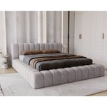 Lit double 160x200 Como - Lit adulte 160x200 avec Rangement - Mousse épaisse, tissu Velvet - Gris (Whisper 17)