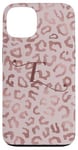 Coque pour iPhone 13 Letter E Initial Leopard Rose Pink Cheetah Monogram