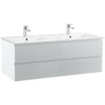 Meuble double vasque blanc 120cm + plan double vasque