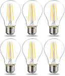 Amazon Basics LED E27 Edison Screw Bulb, 7W (Equivalent to 60W), Clear Filament, Warm White, Non Dimmable - Pack of 6