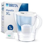 BRITA Carafe Filtrante Marella XL Blanche (3,5l) incl 1 cartouche filtre eau robinet MAXTRA PRO All-in-1 réduit PFAS,calcaire, chlore, certaines impuretés et métaux indicateur temporel, éco-emballage