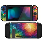 PlayVital Coque de Protection Joycon pour Switch Console,Housse en TPU Souple pour Switch,Coque pour Switch,Housse de Protection pour Switch avec Capuchons Bouton ABXY Direction-Triangle Coloré