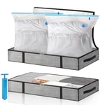 Kit de Rangement Housse de Rangement Sous Vide Grande Capacité XXL, 2 Sacs Sous Vide, 2 Sacs de Rangement en non-tissé et 1 Pompe, Réutilisable pour Duvet Couette Oreillers Vêtements la Literie