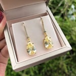 yuge Gold 9 * 13mm Citrine Diamond Earrings Real Silver 925 Exquisite Jewelry Drop Earrings Wedding Engagement Gift Yellow