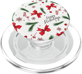 Happy Christmas Holidays Pattern White Red Green Decor Xmas PopSockets PopGrip for MagSafe