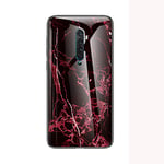 BaiFu Coque Marbre pour Oppo Reno 2Z Slim Housse de Arrière en Verre Trempé avec TPU Bord étui de Protection pour Oppo Reno 2Z (Rouge)