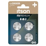 ITSON, CR2025 battery, 3V, coin lithium battery, pack of 4, best for car keys, watches and heart rate monitors