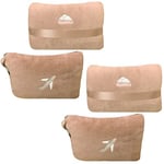 BlueHills Lot de 2 Mini couvertures de Voyage en Peluche Douce de qualité supérieure pour Deux dans Un Sac – Couvertures Chaudes et Portables en Avion – Beige – M26