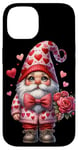 iPhone 14 Heart Gnome Graphic And Valentines Flowers For Her Cute Love Case