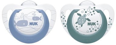 NUK Smokk, Pacifier Genius Blue/Green 2pk, 6-18 mnd