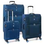 MODO BY RV RONCATO Lot de 3 roulettes 4R Star 2.0 Bleu, Bleu, Lot de 3 valises Souples