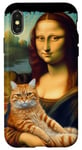 Coque pour iPhone X/XS Mona Lisa tenant un chat Portrait d'art Peinture Kitty Cat