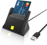 Lecteur Carte Identité Belge-Lecteur Carte a Puce USB-Aucun Pilote Requis-LED d'état d'alimentation-Prend en Charge les Cartes à Puce/CAC/Carte D'identité à Puce/Banque IC/Carte de Santé, pour Windows