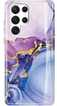 luolnh Galaxy S23 Ultra Case,Samsung Galaxy S23 Ultra Case for Girls Women,Gold Glitter Sparkle Marble Design Soft Silicone Rubber TPU Bumper Cover Skin Case for Samsung S23 Ultra 5G -Blue/Purple