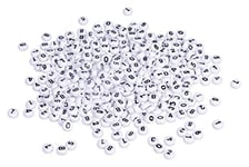 Rayher 16056102 Round Number Beads for Jewellery Making and Crafts, Flat Round Numbers 0-9, Diameter 6 mm, 350 Pieces