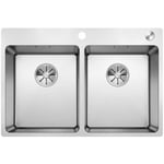 Andano 340/340 - Évier 75x50 cm avec commande excentrique PushControl, inox 525248 - Blanco