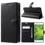 Litchi Wallet etui til Huawei P10 - Sort