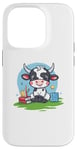 Coque pour iPhone 14 Pro Livre d'école vache mignonne