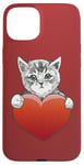 iPhone 15 Plus Valentine’s Day Kitten Art | Cute and Romantic Design Case