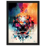 Artery8 Abstract Geometric Spectral Prism Kaleidoscope Colour Light Shapes Modern Watercolour Illustration Artwork Framed A3 Wall Art Print