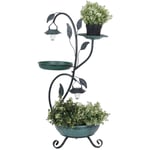 Fleur plante stands soucoupe bain d'oiseau extérieur lampe solaire stand jardin jardin oiseau bain vert Harms 315128