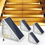 Lumière D'escalier Solaire, 300LM led Eclairage Solaire Escalier Exterieur avec Detecteur, IP67 Imperméable Lampes Solaires Exterieur pour Escaliers