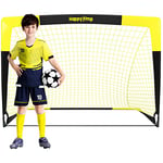 Happy Jump Pliable Cage de Foot But de Foot Enfant Exterieur pour Enfant Jardin Entrainement Football Cadeau x1, (4'x3', Noir + Jaune)