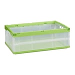 Relaxdays 10022587_53 Boîte pliable couvercle caisse de rangement plastique coffre transport 40 litres 60x40x22 cm, vert, 39,5 x 59 x 21,5 cm