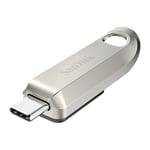 SanDisk 1 to Ultra Luxe Flash Drive Clé USB Type-C, Vitesee de Lecture jusqu'à 400 Mo/s, USB 3.2 Gen 1, Connecteur Rétractable, Un boîtier en métal Haut de Gamme, Argent