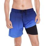 AI'MAGE Short de bain 2 en 1 pour homme avec poches, Bleu clair., L