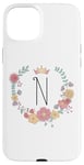 Coque pour iPhone 15 Plus Cadeau personalisé pour fillettes thème princesses lettre N