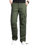 Aotoyou Pantalon Cargo Homme avec Poches Pantalon de Travail Grande Taille Pantalon Droit Army Vert XL