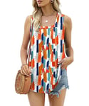 Aokosor Ladies Tops Summer Vests Women Square Neck Sleeveless Pleated Tank Top Colorful Size 14-16