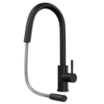 Liquida EPO11MB Single Lever Pull Out Mono Mixer Matt Black Kitchen Mixer Tap