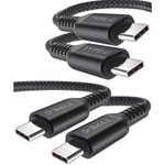 Laddsladd för Samsung Quick USB-C till USB-C laddare OCH iPhone 15 Pro Max Plus (2-PACK) 2M