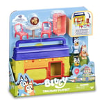 Bluey - Restaurant Takeaway Playset de Jeu en Forme de Mallette Qui se transforme en Jouet, avec Figurines de Brandit, Bingo, Jeu +3 Ans