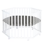 roba Playpen Luxe 6-hörnig vit Graphite quiltad