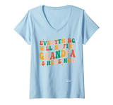 Womens everything will be fine grandpa is here now grandpa dad V-Neck T-Shirt