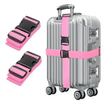 Sangles de Bagage Réglables avec Boucle Ceinture Elastique Valise Croisée Voyage Lanière pour Valise Attache Valise pour Valise de Voyage Sangle Valise pour Fermeture Sécurisée 2 Pièces(Rose)